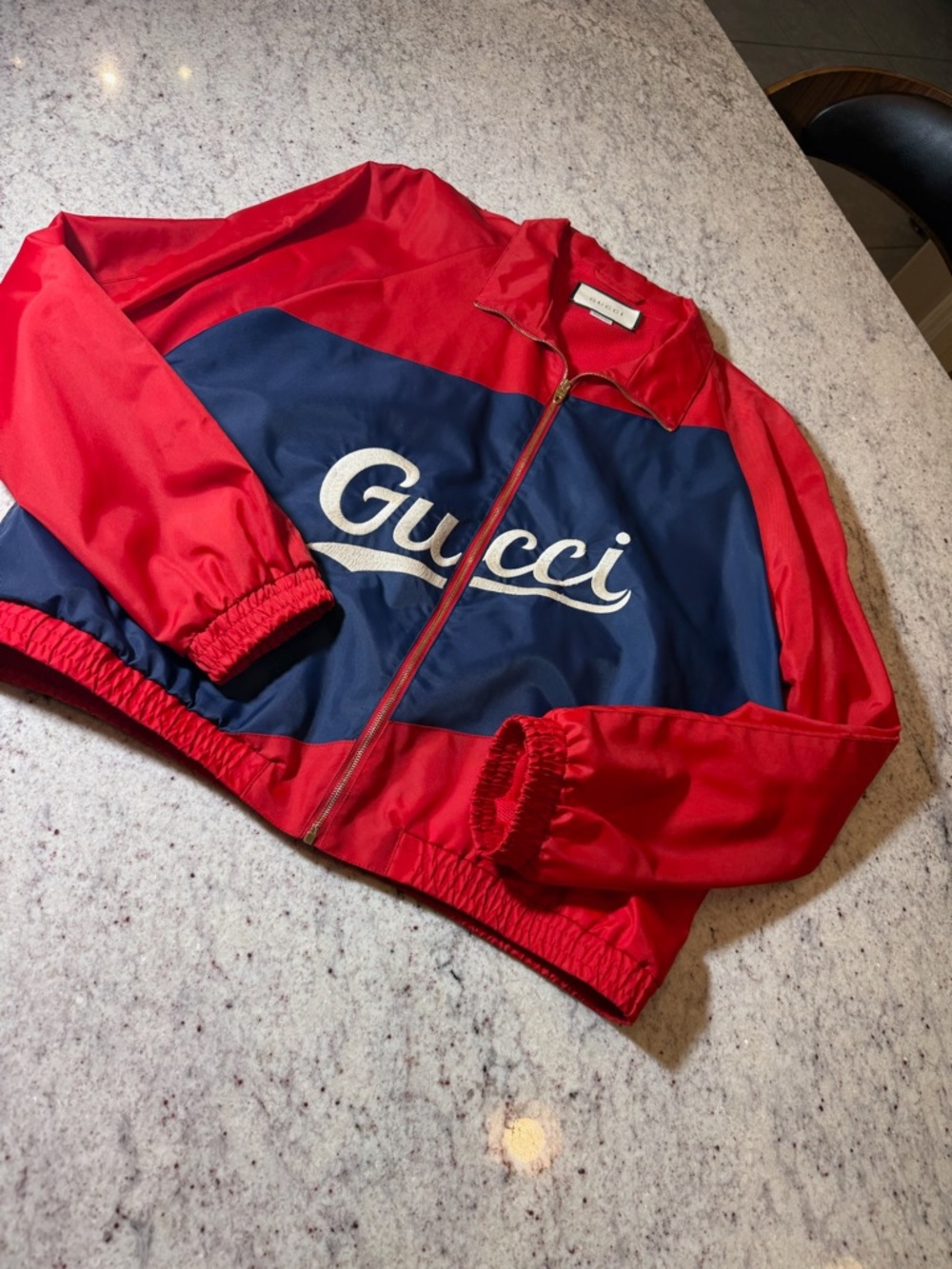 Gucci Red and Navy Logo Zip Track Jacket